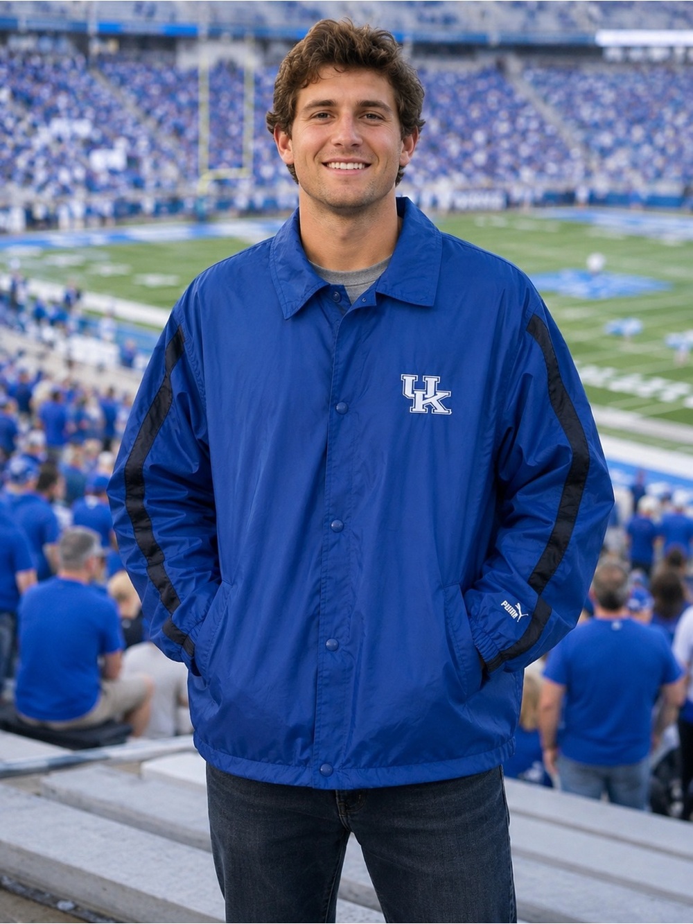 Kentucky Wildcats UK XL Windbreaker Blue Snap Jacket Football